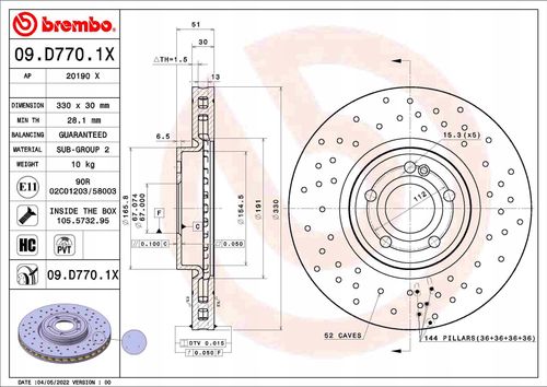 TARCZA HAM PRZOD 330X30 V XTRA BREMBO na Arena.pl