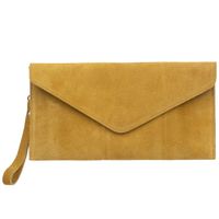VERA PELLE torebka damska zamszowa kopertówka listonoszka V646 musztardowa