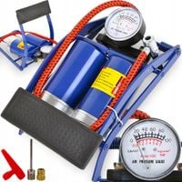 POMPKA NOŻNA DWUTŁOKOWA METALOWA DO KÓŁ OPON SAMOCHODOWA ROWEROWA MANOMETR