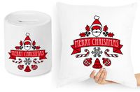 Na Święta Zestaw Poduszka + Skarbonka Prezent Z Nadrukiem Ze Zdjęciem