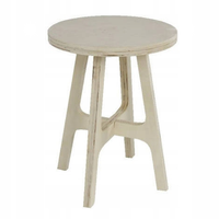TABORET okrągły drewniany klasyczny Ø 38 cm beżowy
