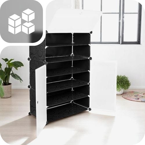 SZAFKA NA BUTY MODUŁOWA REGAŁ ORGANIZER CZARNY 18 PAR PLASTIKOWA 6 na Arena.pl