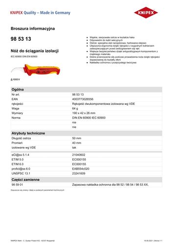 nóż do ściągania izolacji 190mm - kn 98 53 13 na Arena.pl