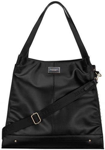 TOREBKA DAMSKA MONNARI Czarna Na Ramię SHOPPER Ćwieki Dżety DŁUGI PASEK na Arena.pl