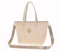 Laura Biaggi - duża elegancka torebka shopper jasny beż JS274