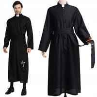 Strój Ksiądz Szata Księdza Kapłan Proboszcz Czarna Sutanna Przebranie Uni
