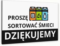 Tabliczka znak informacyjny 20x15 Biała SORTOWANIE ŚMIECI Aluminiowa