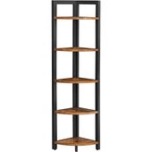 Regał loft narożny rustykalny brąz stal 5 półek 30x30x150 cm