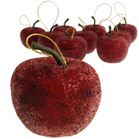 JABŁKA ZAWIESZKI NA CHOINKĘ CZERWONE BROKATOWE JABŁUSZKA 9szt