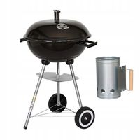 Grill okrągły z POKRYWĄ + komin rozpalacz na taras balkon z kółkami GW0204