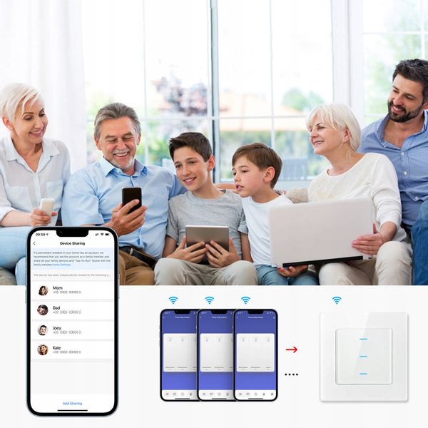 Przełącznik Włącznik 3 obwód ZigBee TUYA Przycisk PSMART Biały Szkło zdjęcie 4