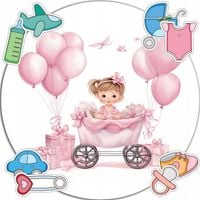 OPŁATEK NA TORT 20CM - BABYSHOWER DEKORACJA URODZINOWA + IMIĘ 15CM 18CM