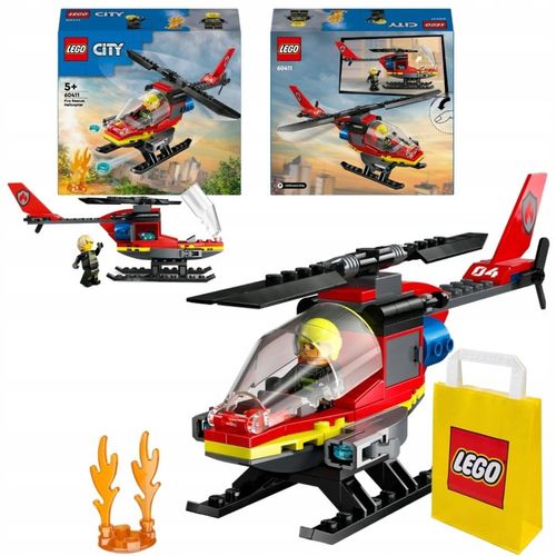 LEGO City Straż Pożarna 60411 Strażacki Helikopter Ratunkowy Armatki Wodne na Arena.pl