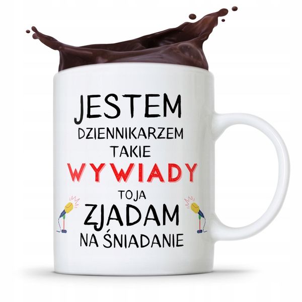 Kubek Dziennikarza Reportera Zjadam Na Śniadanie Z Nadrukiem Ze Zdjęciem zdjęcie 1