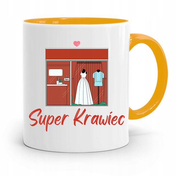 Kubek Żółty Dla Krawca Super Krawiec Prezent Z Nadrukiem Ze Zdjęciem zdjęcie 1