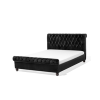 Łóżko welurowe 140 x 200 cm czarne AVALLON