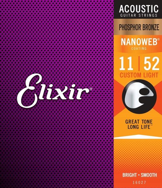 Struny do Gitary Akustycznej 11-52 Elixir Nanoweb 80/20 Bronze zdjęcie 1