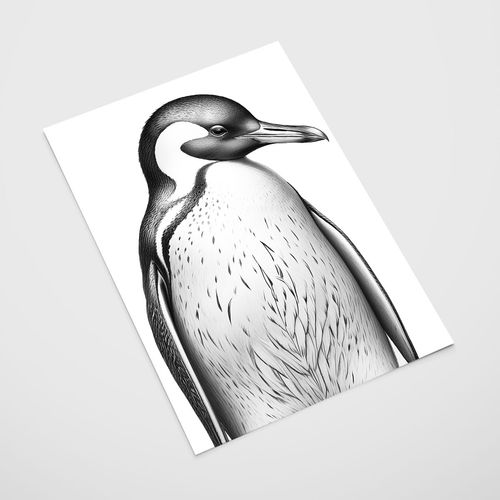 Plakat pingwin czarnobiały 30x40 cm na Arena.pl