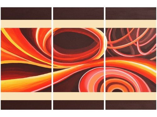 60 90CM OBRAZ 3 ELEM POMARAŃCZOWY WIR DRUK PŁÓTNO RAMA na Arena.pl