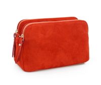 VERA PELLE torebka damska zamszowa listonoszka z łańcuszkiem V171 czerwona