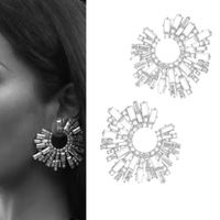 Srebrne kolczyki z promykami z cyrkonii słoneczka mieniące się WIECZOROWE