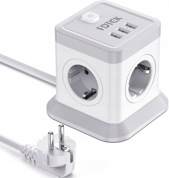 LISTWA ANTYPRZEPIĘCIOWA KOSTKA OCHRONNA 7w1 !! 4 GNIAZDKA + 3 USB JAKOŚĆ !! zdjęcie 1