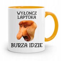 Kubek Żółty Nosacz Janusz Wyłoncz Laptoka Burza! Z Nadrukiem Ze Zdjęciem