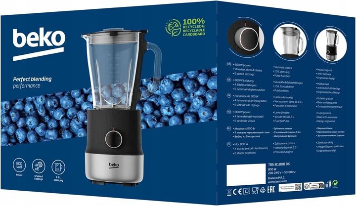 BLENDER KIELICHOWY BEKO TBN81808BX 800W 6 PRĘDKOŚCI zdjęcie 6