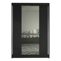 SZAFA PRZESUWNA Lino II z lustrem 120cm garderoba - CZARNY