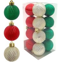 BOMBKI CHOINKOWE CZERWONE ZIELONE ZŁOTE ZAWIESZKI NA CHOINKĘ 16 sztuk