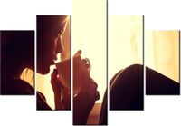 105CM 150CM OBRAZ 5 ELEM MAŁA CZARNA O PORANKU DRUK