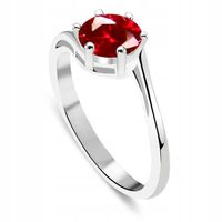 SREBRNY PIERŚCIONEK SKRĘCONY Z CYRKONIĄ RUBIN 925