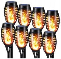 10X Lampa Ogrodowa Solarna Led Latarnia Pochodnia Wbijana Płomień 50Cm