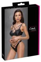 cottelli lingerie set matowy czarny 2-częściowy paseczki 80b/m