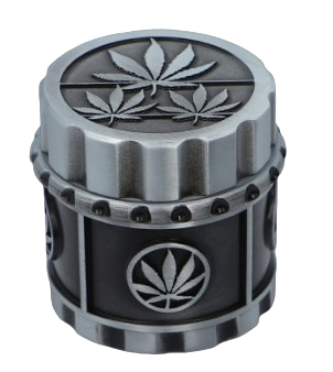Srebrny Młynek do Tytoniu Metalowy Grinder Crusher z Listkami Marihuany na Arena.pl