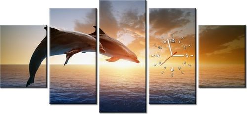 70CM 150CM ZEGAR 5 ELEM DELFINY DRUK OBRAZ na Arena.pl
