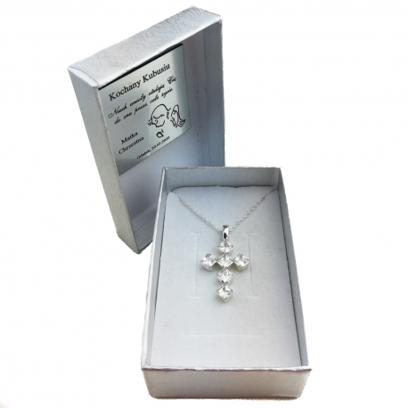 SREBRNY KRZYŻYK OZDOBNY Z CYRKONIAMI SREBRO PRÓBY 925 DOSTĘPNY W RÓŻNYCH KOLORACH zdjęcie 8