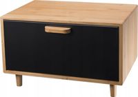 DUŻY POJEMNIK NA CHLEB BUŁKI PIECZYWO METALOWY CHLEBAK CZARNY BAMBUS