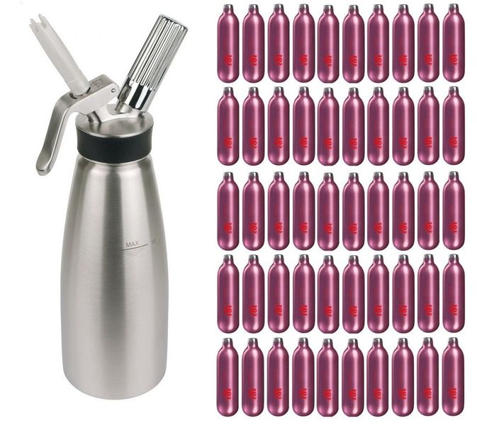 PROFESJONALNY SYFON DO BITEJ ŚMIETANY ISI 1L + 50 NABOI N2O STALGAST 500101 zdjęcie 1