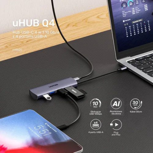 Unitek Hub 4w1 USB-C 10 Gbps, 4x USB-A H1112EGY01 na Arena.pl