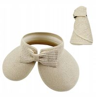 Kapelusz daszek z kokardą słomkowy przeciwsłoneczny na plażę zwijany tuba