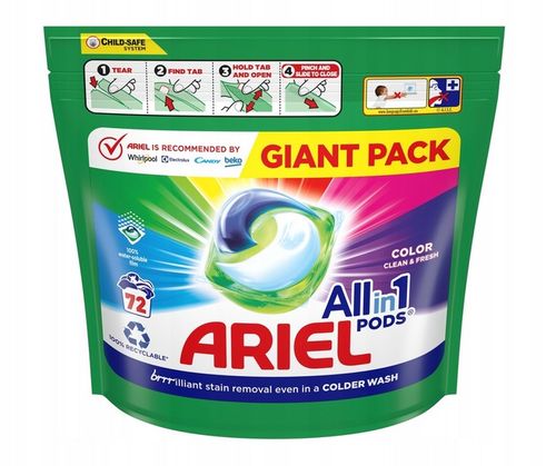 Kapsułki do prania kolorów Ariel All in One - 72 sztuki na Arena.pl