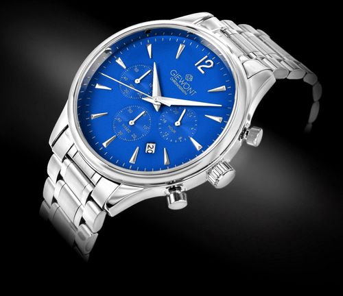 zegarek męski giewont chronograph sapphire srebrno niebieski gw6310-b3 na Arena.pl