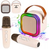 2 x GŁOŚNIK PRZENOŚNY RGB BLUETOOTH KARAOKE DWA MIKROFONY USB SD MINI JACK