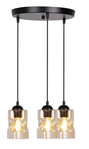 Felis lampa wisząca talerz czarny 3x60W E27 klosz bursztynowy na Arena.pl