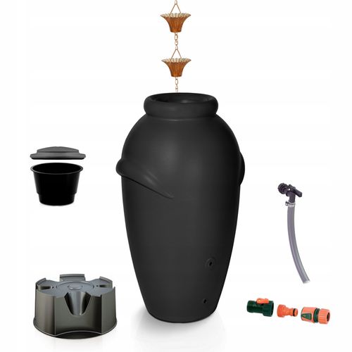 Zbiornik AQUACAN 210 l + łańcuch, podstawa | Antracyt, Pojemność: 210 l, Wymiary 56x60x113 cm, Kolor Antracyt, Waterform, Prosperplast na Arena.pl