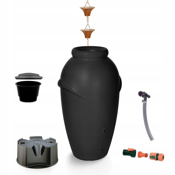 Zbiornik AQUACAN 210 l + łańcuch, podstawa | Antracyt, Pojemność: 210 l, Wymiary 56x60x113 cm, Kolor Antracyt, Waterform, Prosperplast zdjęcie 1