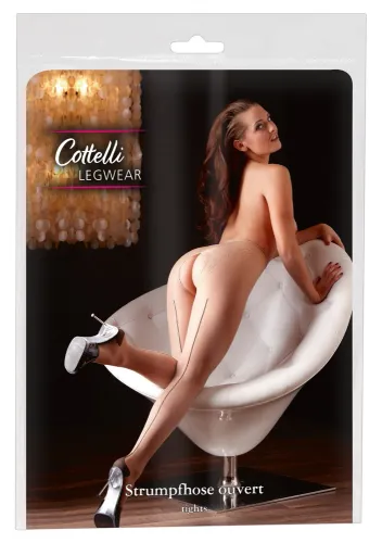 cottelli legwear rajstopy bez krocza beżowe z czarnym szwem 3 na Arena.pl