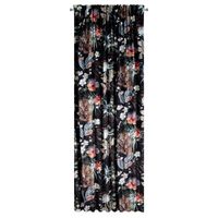 Zasłona na taśmie w kwiaty ALANI 140X270 czarna