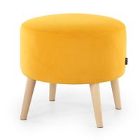 Pufa Tapicerowana, Żółta, Puf, Pufa okrągła, Podnóżek